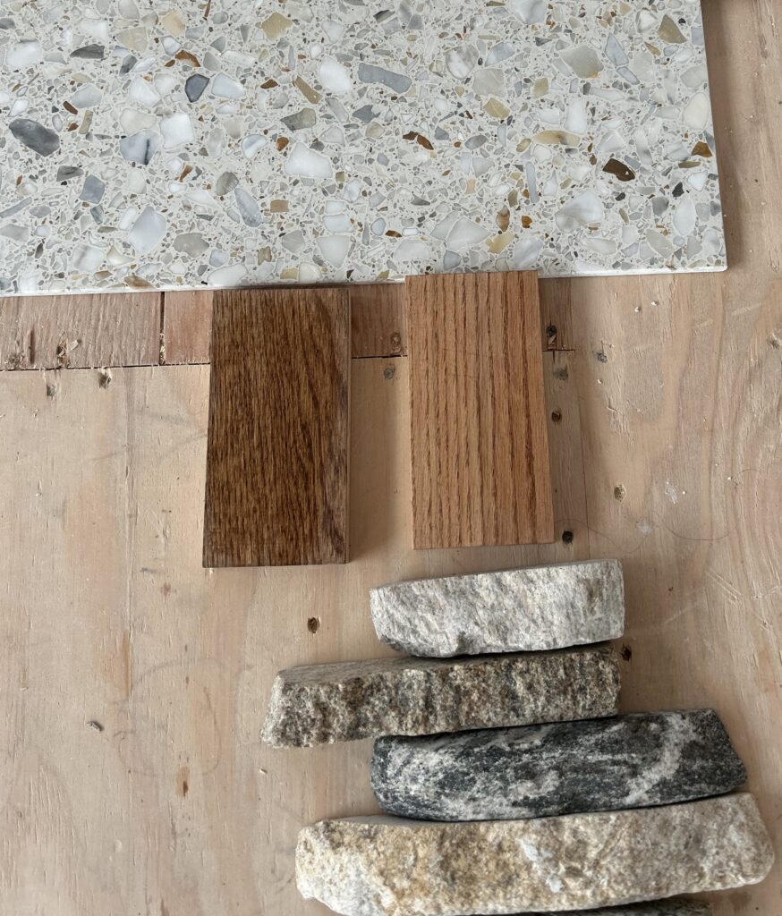 Terrazzo flooring detail showing neutral tones and modern pattern in kitchen renovation